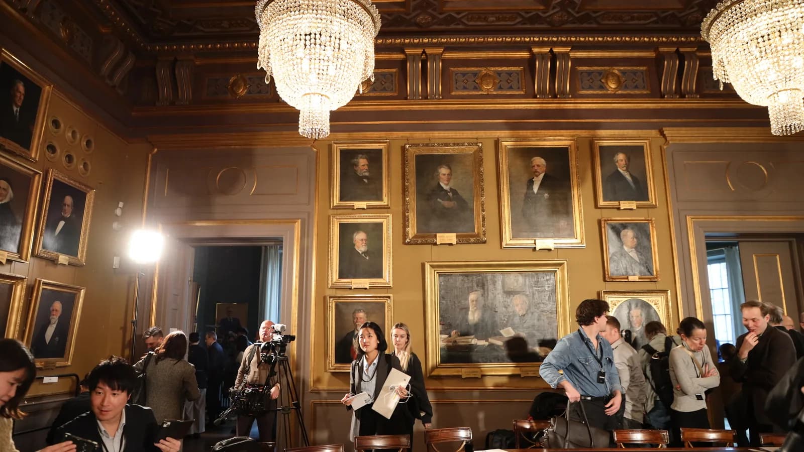 Sala de anúncio do Prêmio Nobel na Academia Real das Ciências da Suécia, em Estocolmo
