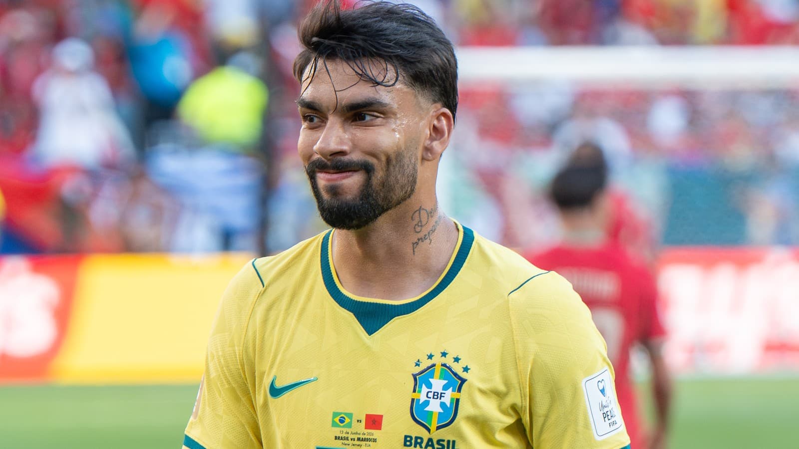 O meia Lucas Paquetá com a camisa da seleção brasileira em partida contra Marrocos, em junho de 2026, em imagem de arquivo