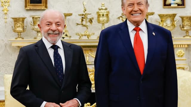 Lula e Trump lado a lado durante encontro na Casa Branca, em maio de 2026