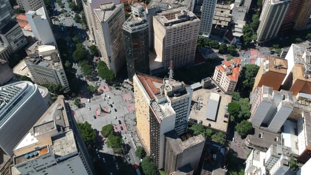 Vista aérea da Praça Sete de Setembro, no Centro de Belo Horizonte