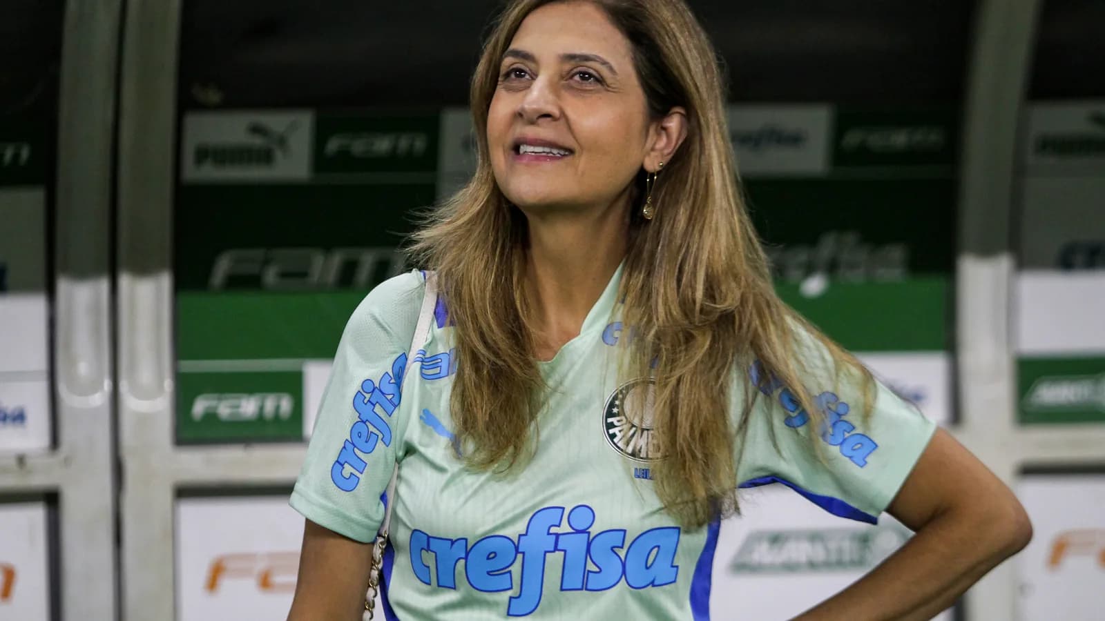 Leila Pereira, presidente do Palmeiras, em evento do clube