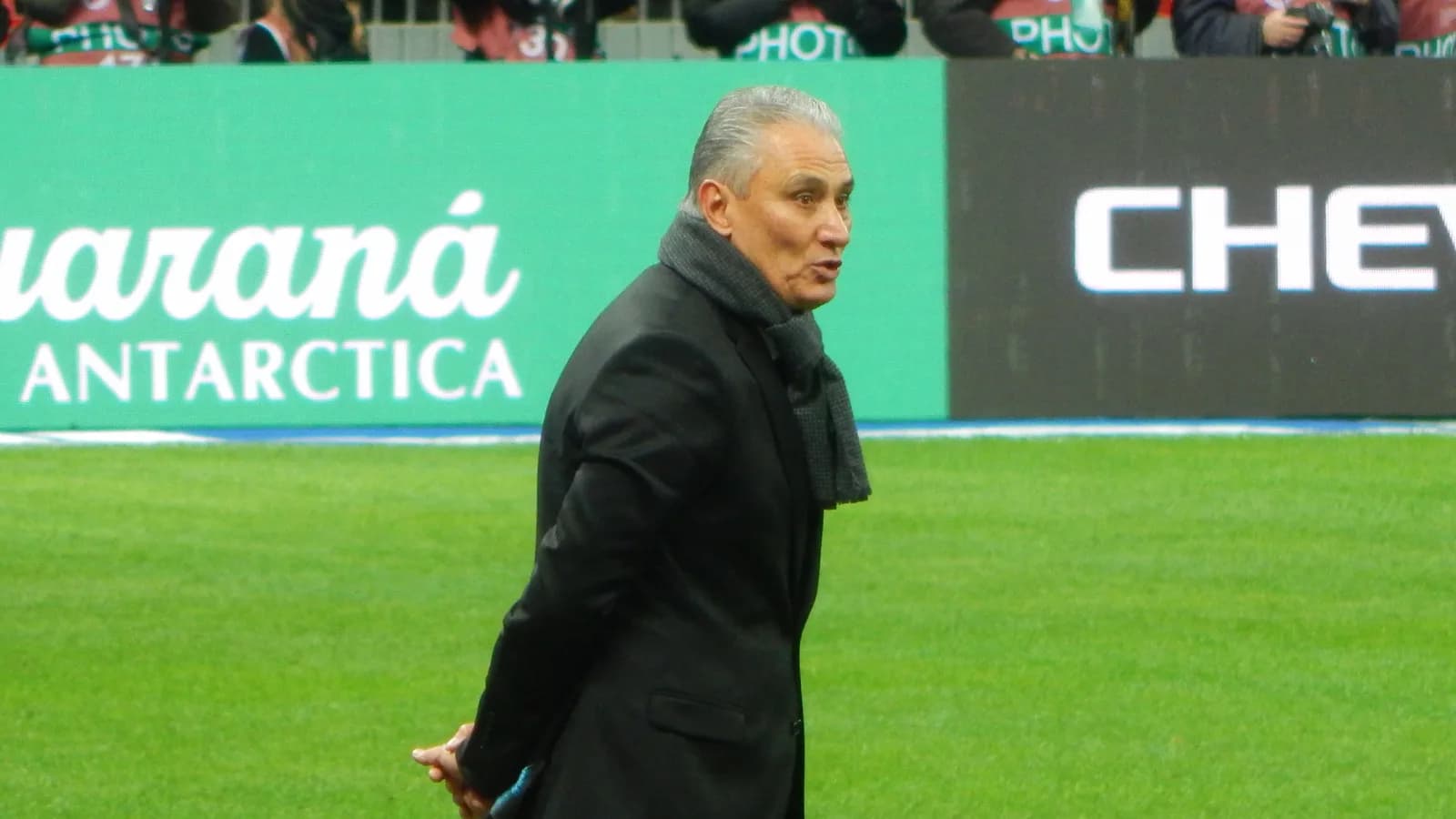 O técnico Tite em campo durante jogo da Seleção Brasileira (foto de arquivo, 2018)