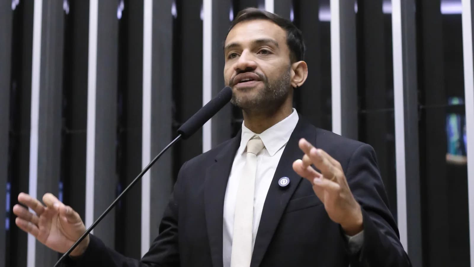O deputado federal Fábio Felix discursa em plenário da Câmara dos Deputados (foto de arquivo)