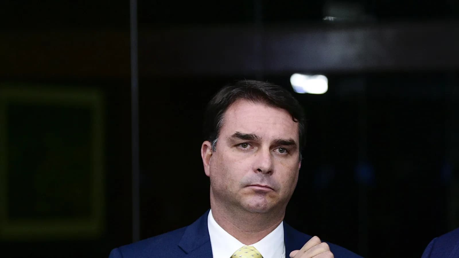 O senador Flávio Bolsonaro (PL) durante entrevista coletiva no Senado, foto de arquivo de 2021