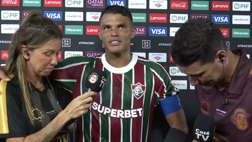 Repórter da CazéTV, Thiago Silva e Thiago Neves se emocionam após vitória do Fluminense