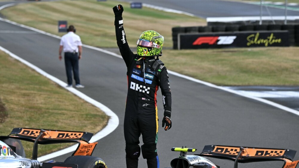 Lando Norris celebra primeira vitória em casa na F1