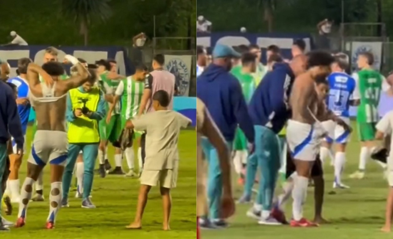 Gabigol presenteia torcedor mirim com camisa após vitória do Cruzeiro contra Banfield