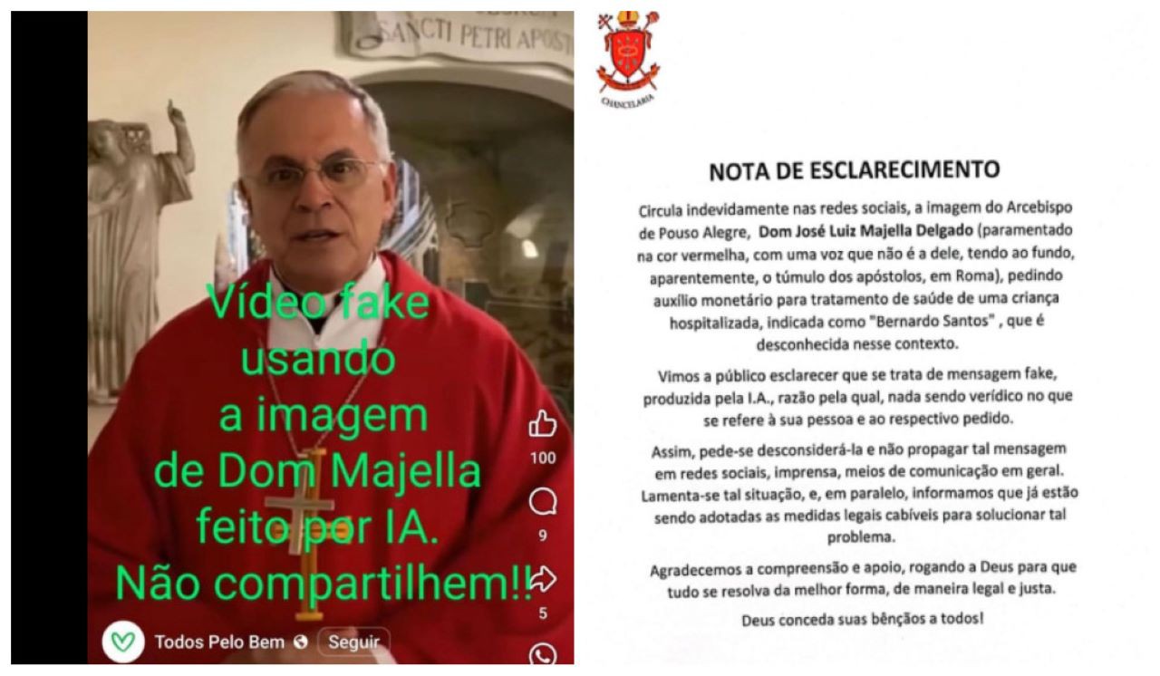 Golpistas criam vídeo falso de arcebispo de MG usando IA para extorquir seguidores
